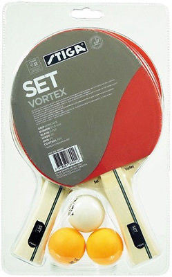 Stiga Set Vortex 2 Players Table Tennis Bats Plus 3 Balls Ping Pong Racket - HappyGreenStore