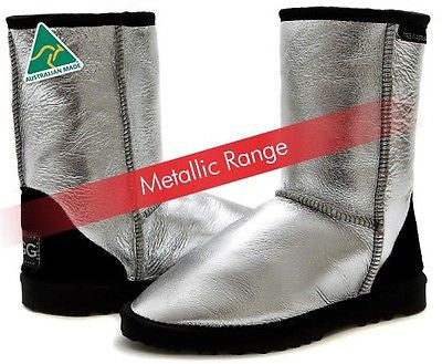 Classic Short UggBoots Metallic Metal Bomber Color Ugg Boots - Made In Australia - HappyGreenStore