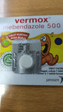 VERMOX Worm Parasite Killer Mebendazole 500 mg JANSSEN - 4 X Fruity Chewable Tab