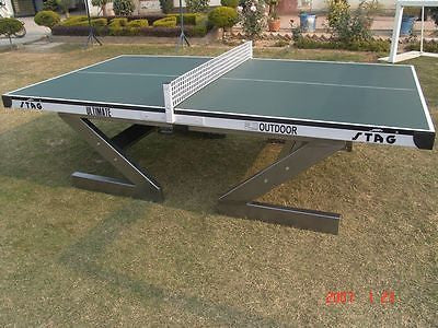 Stag Ultimate Outdoor 18mm Compreg TOP Table Tennis table +bats balls Ping Pong - HappyGreenStore