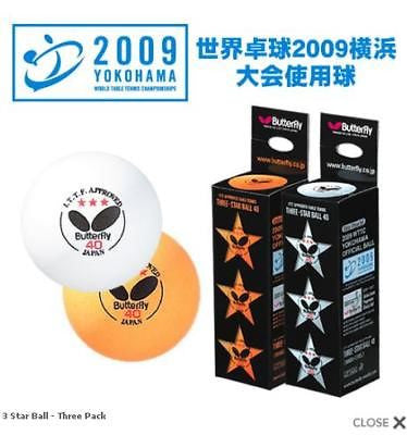 Butterfly 3 star Premium Table Tennis Ball 40 mm 3-Pack - HappyGreenStore