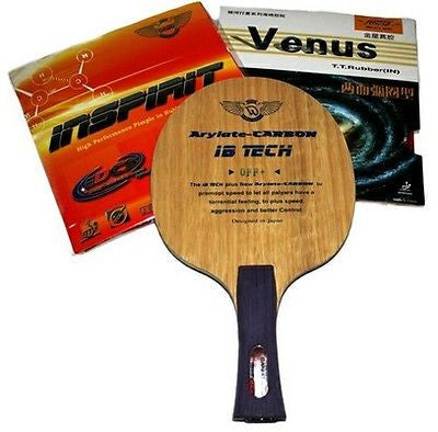 Speed & Spin Dawei Wavestone Carbon Blade +Inspirit +Venus Rubbers Table Tennis - HappyGreenStore